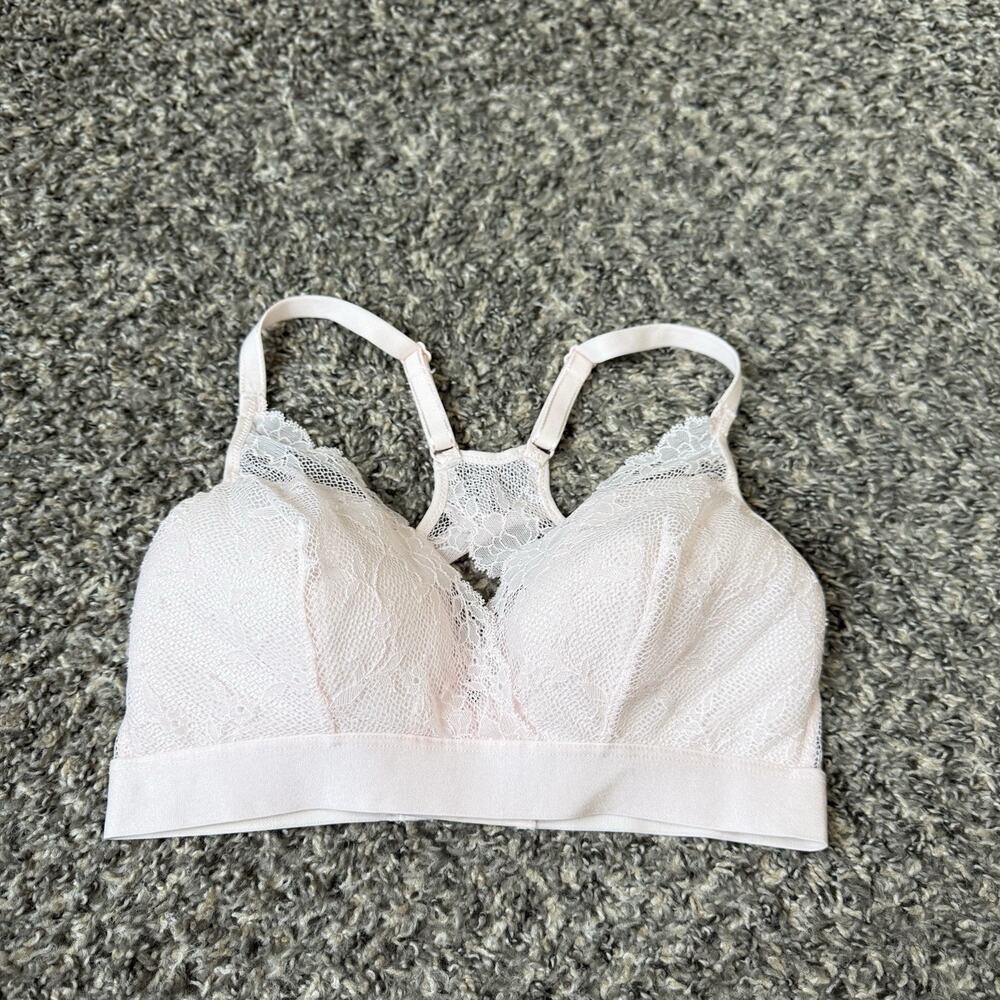 CHANTELLE EVERYDAY LACE RACERBACK WIRE FREE BRA Bralette PINK US M New